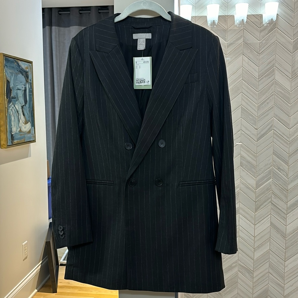 NWT H&M grey pinstripe blazer